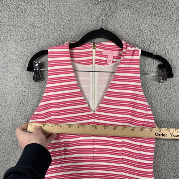 Lilly Pulitzer Dress Women's Small Pink White Brielle Striped Polyester Cotton - Picture 4 of 16